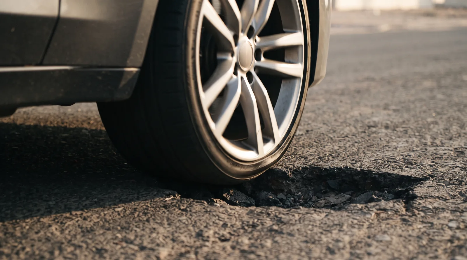 A large alloy wheel with a low-profile tyre standing next to a smaller wheel with a taller tyre, both the same overall height